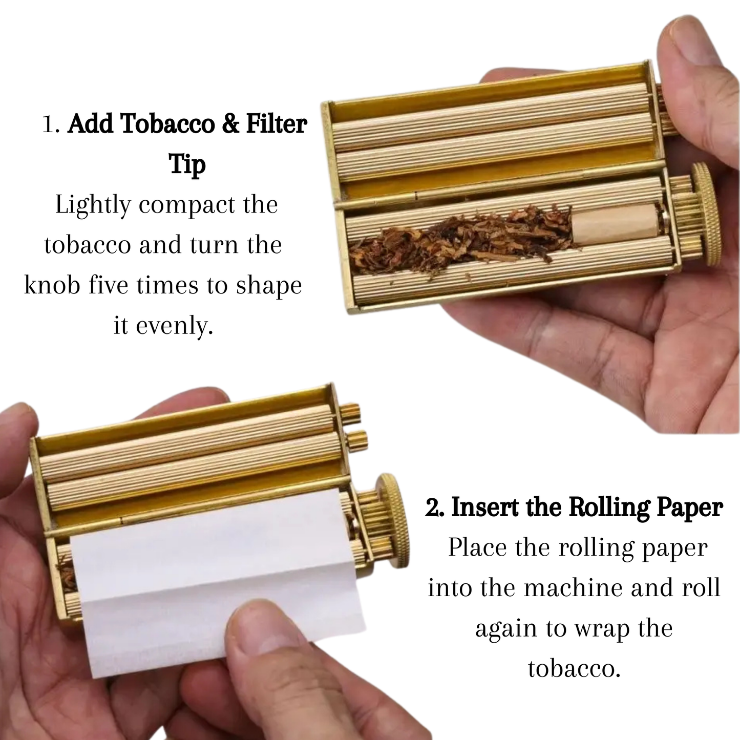 GentleG Vintage Brass Cigarette Roller – 70mm Manual Tobacco Rolling Machine