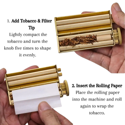 GentleG Vintage Brass Cigarette Roller – 70mm Manual Tobacco Rolling Machine